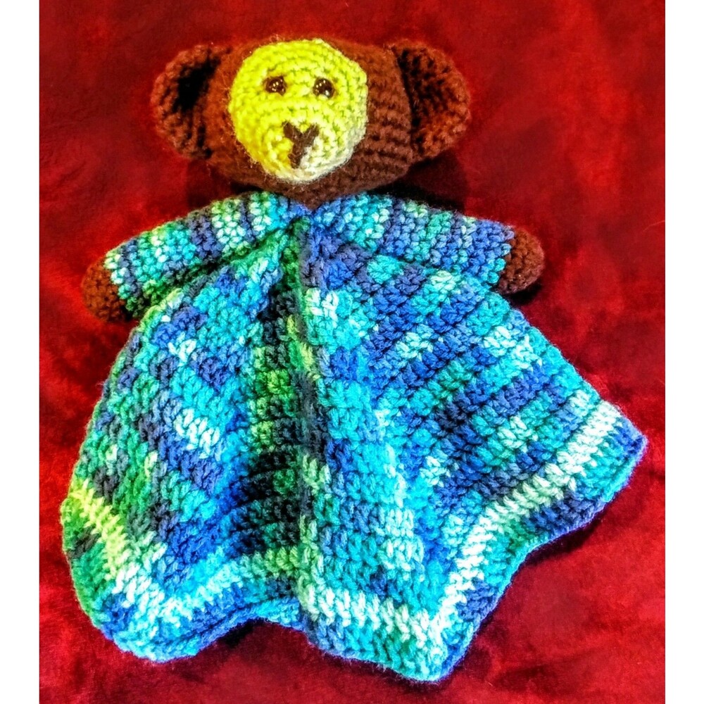 blanket New Leia Allen Security Hand Made crocheted baby lovey monkey toy